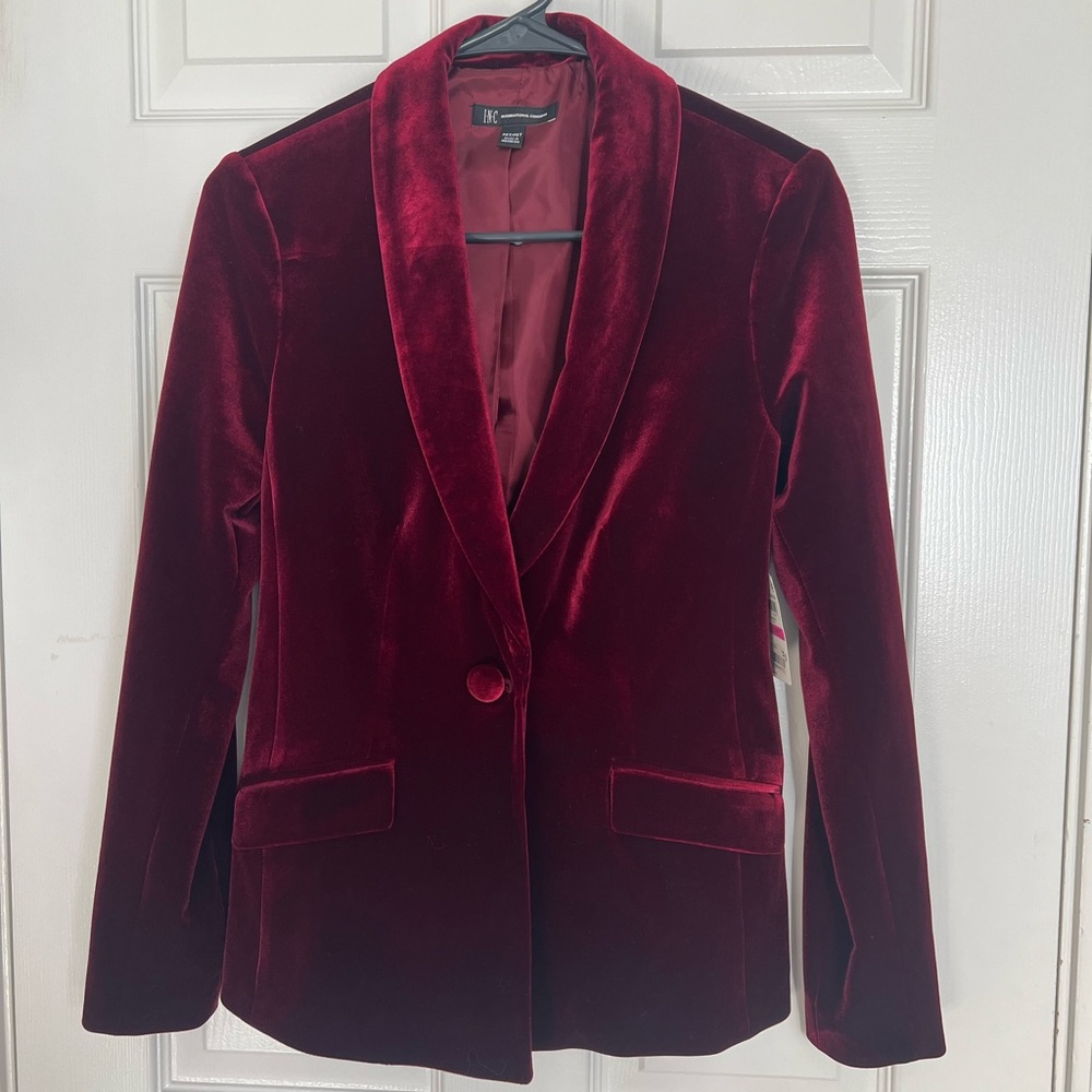 NWT I.N.C. red velvet blazer